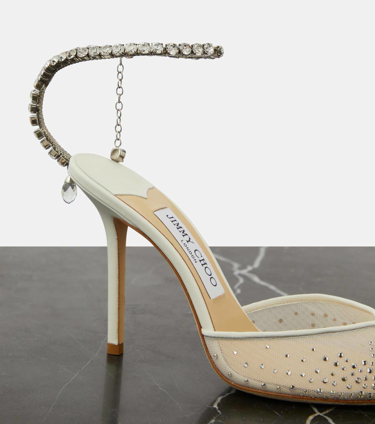 パンプス Jimmy Choo SAEDA 100 BBD** Pumps slingback in satin with Saeda 100 crystal-embellished satin pumps in orange - Jimmy