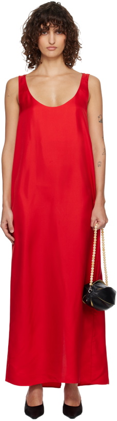 Photo: Róhe Red Silk Scoop-Neck Maxi Dress