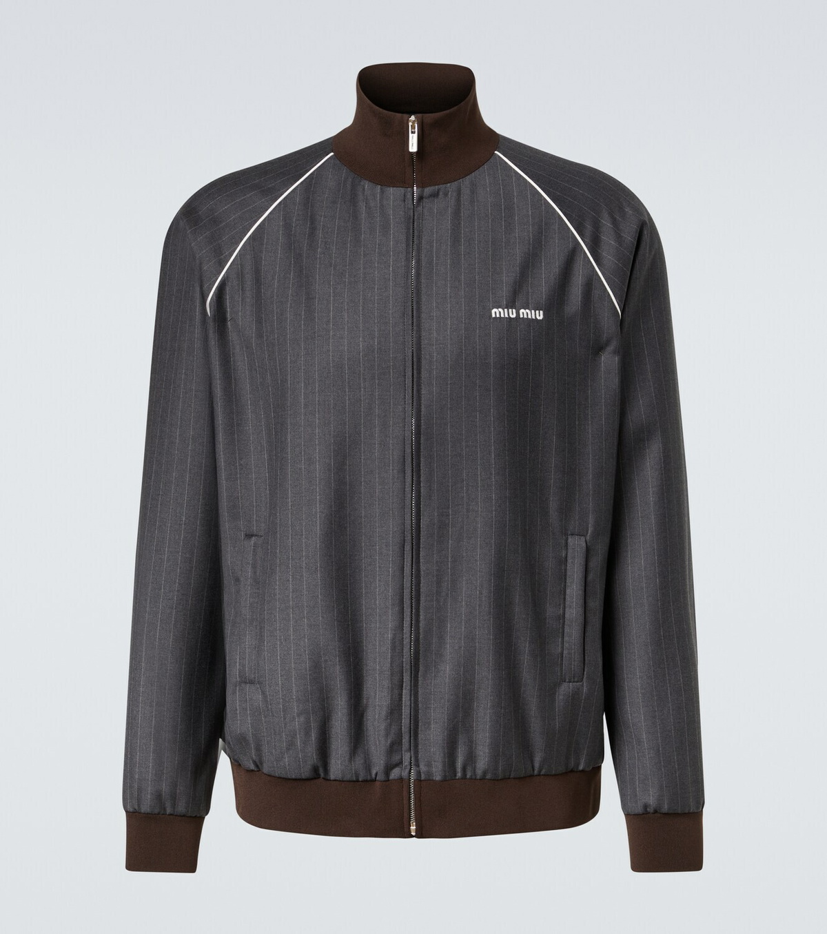 Miu Miu Logo pinstripe virgin wool track jacket