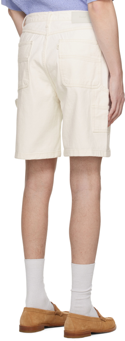 Dunst White Curved Denim Shorts