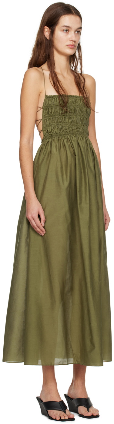Matteau Green Shirred Maxi Dress