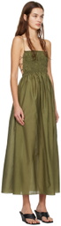 Matteau Green Shirred Maxi Dress