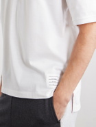 Thom Browne - Logo-Appliquéd Striped Cotton-Jersey T-Shirt - White