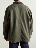 OrSlow - Cotton-Blend Corduroy-Trimmed Cotton-Canvas Chore Jacket - Green