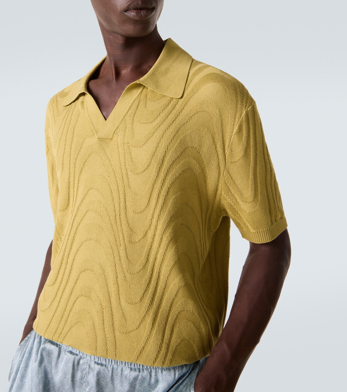Frescobol Carioca Rino cotton and silk jacquard polo shirt