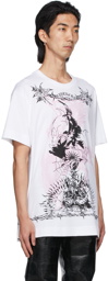 Givenchy White & Pink Gothic Print T-Shirt