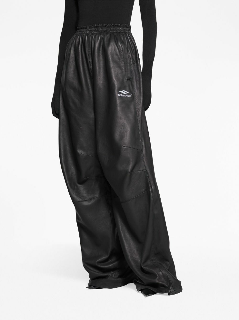 Balenciaga Black 3B Sports Icon Leather Track Pants Balenciaga