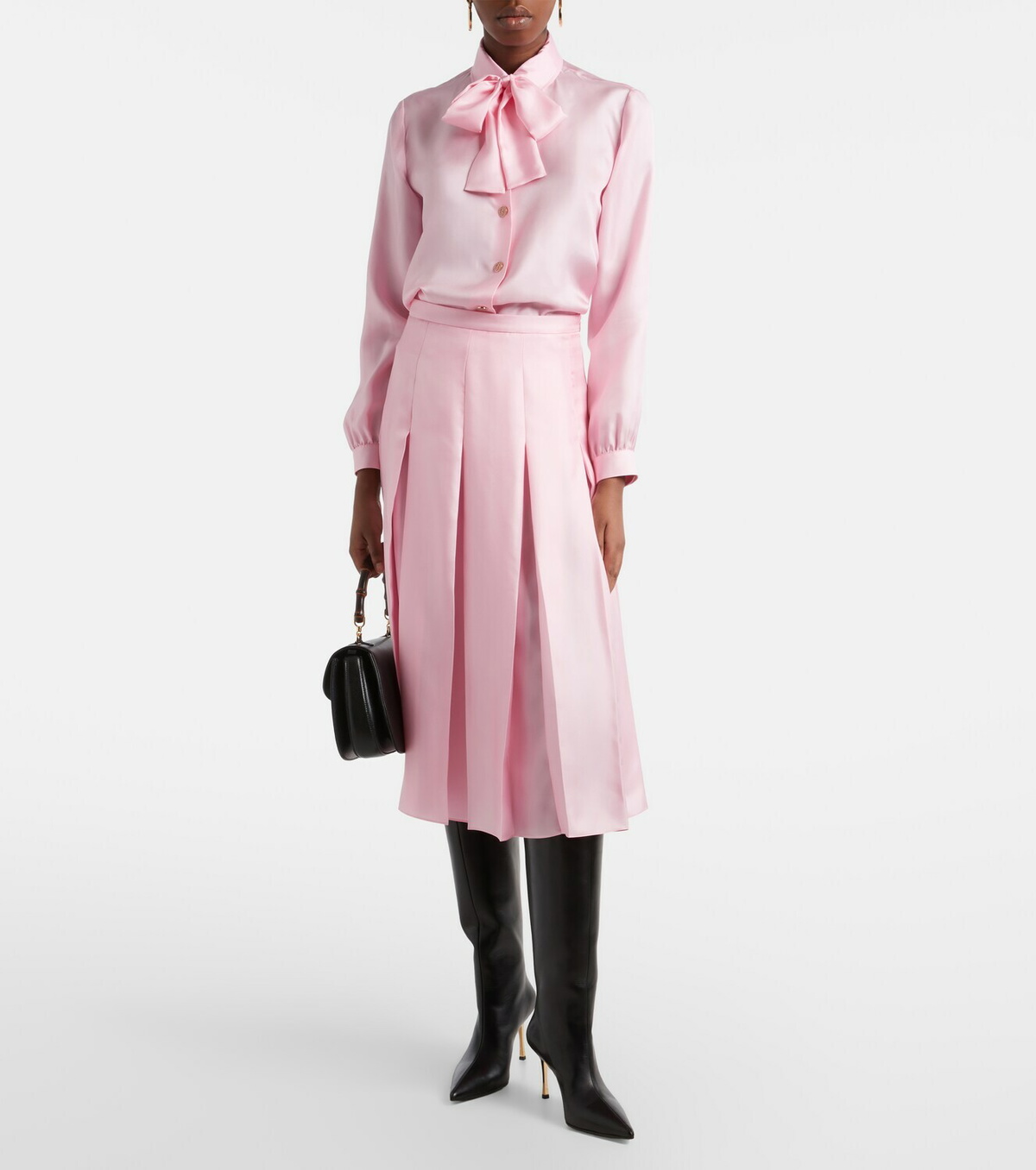 Gucci Tie-neck silk twill blouse