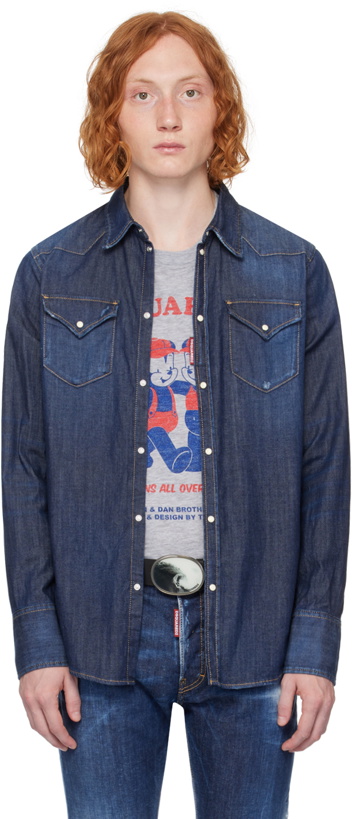 Photo: Dsquared2 Navy Western Denim Shirt