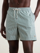 Polo Ralph Lauren - Traveler Striped Straight-Leg Mid-Length Cotton-Blend Seersucker Swim Shorts - Green