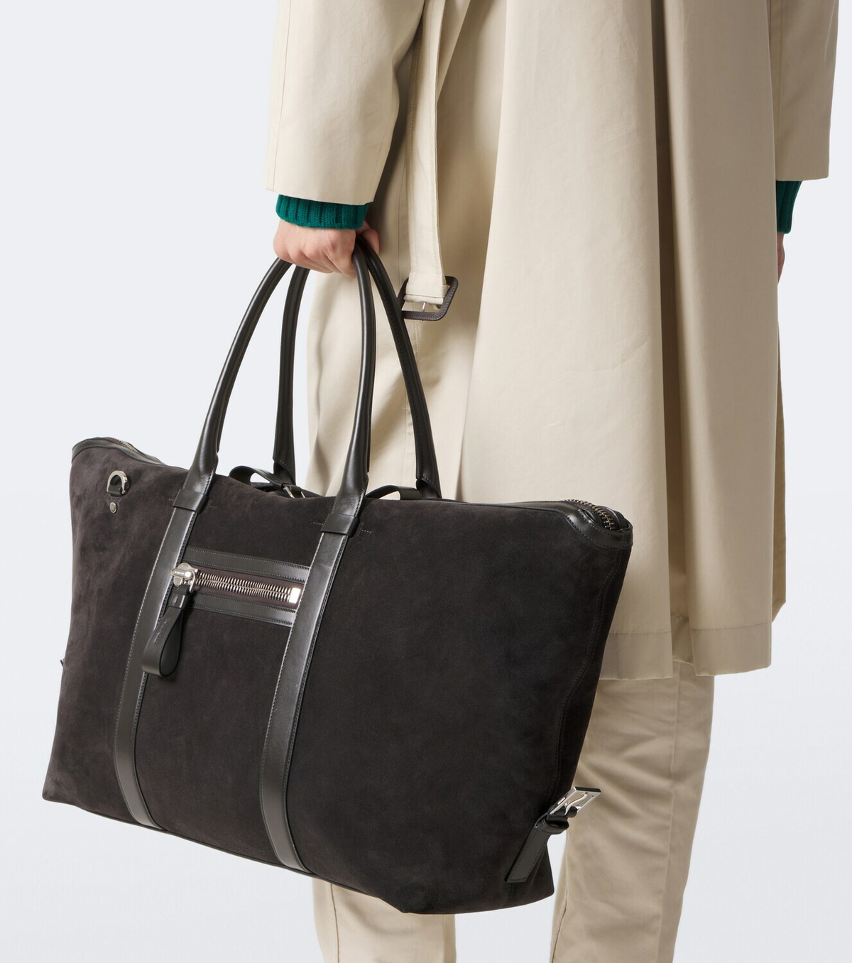 Tom Ford Buckley leather-trimmed suede duffel bag