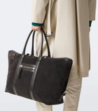 Tom Ford Buckley leather-trimmed suede duffel bag