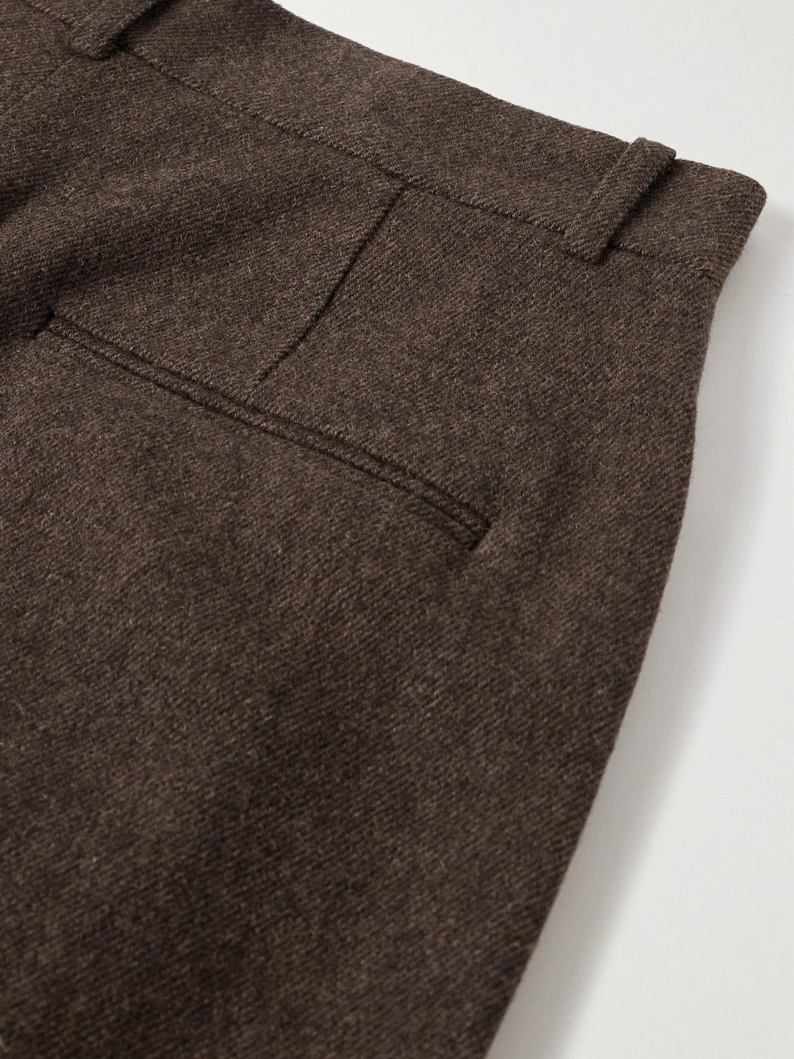 Amomento - Martin Straight-Leg Pleated Wool-Blend Twill Trousers - Brown