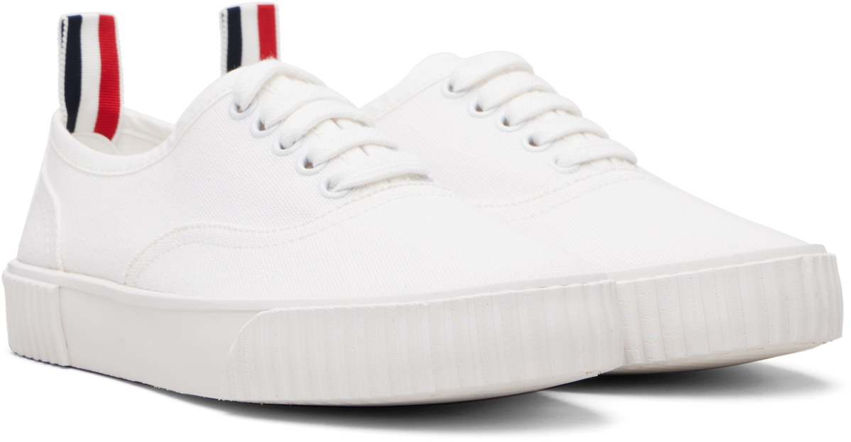 Thom Browne White Canvas Heritage Sneakers