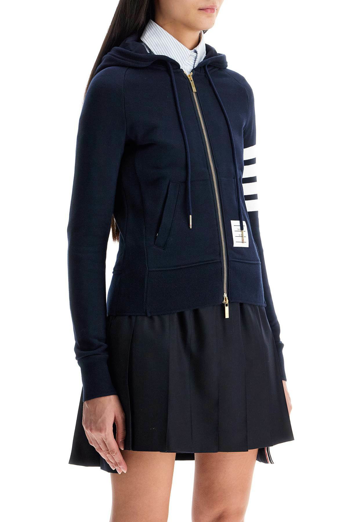 【関税&送料込】Thom Browne Blue 4-Bar Full-Zip Hoodie Classic Loopback 4 Bar Full Zip Hoodie | Thom Browne
