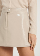 Courrèges Reedition Crinkled Vinyl Mini Skirt Light Grey