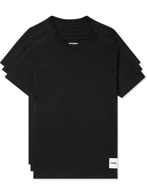 Photo: Jil Sander - Three-Pack Logo-Appliquéd Organic Cotton-Jersey T-Shirts - Black