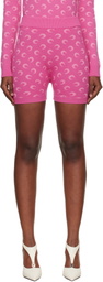 Marine Serre Pink Moon Jacquard Knit Shorts