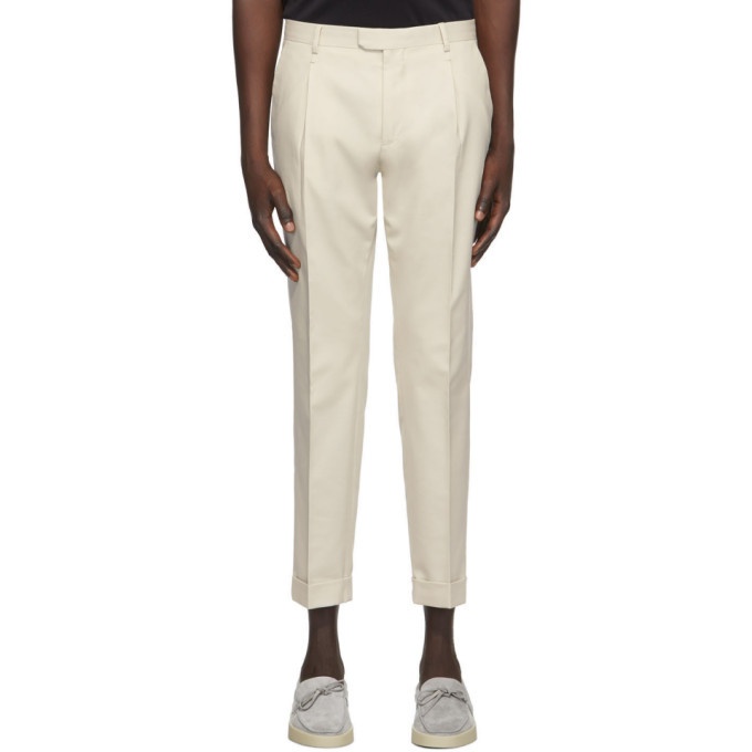 Photo: Z Zegna Off-White One Pleat Trousers