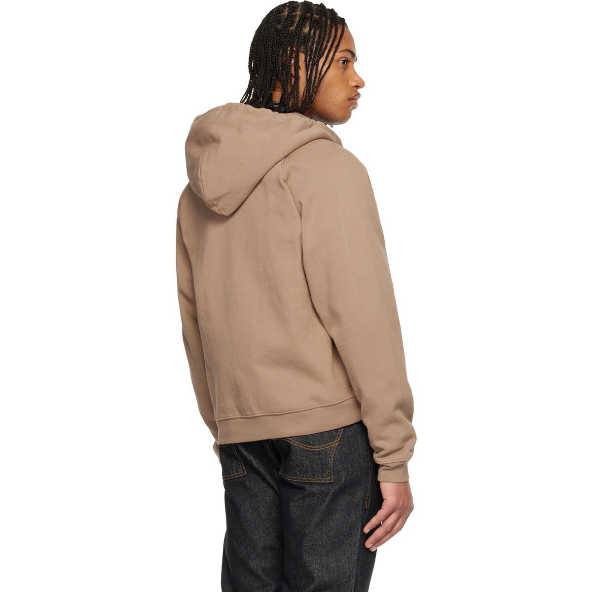 Dime Taupe Cursive Small Logo Zip Hoodie