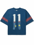 KAPITAL - Striped Printed Cotton-Jersey T-Shirt - Blue