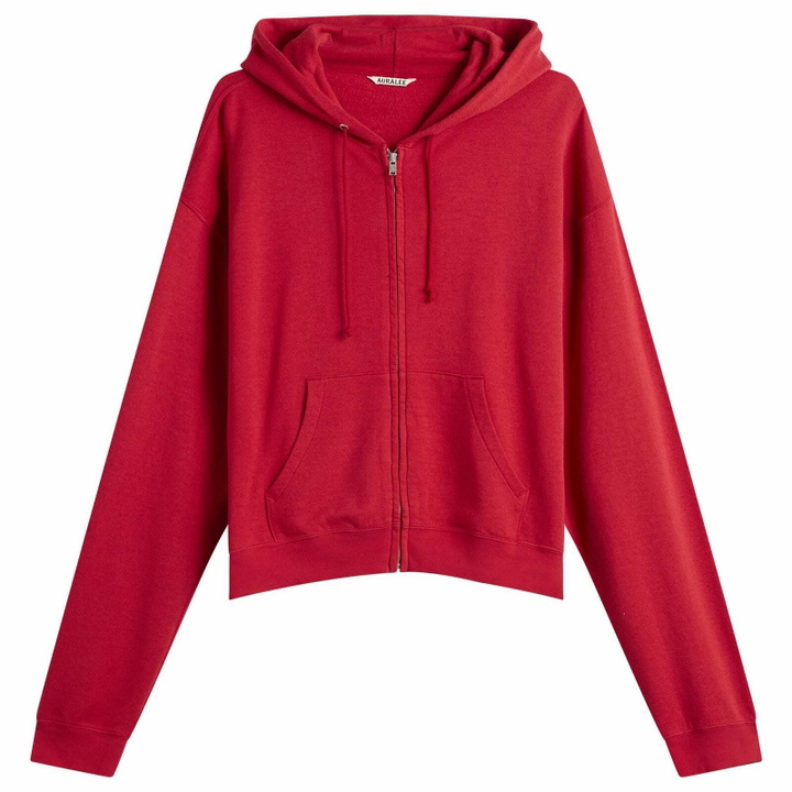 Photo: Auralee Men's High Twist Zip Hoodie in Red
