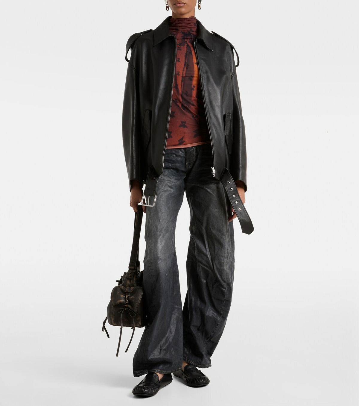Acne Studios Oversized leather biker jacket