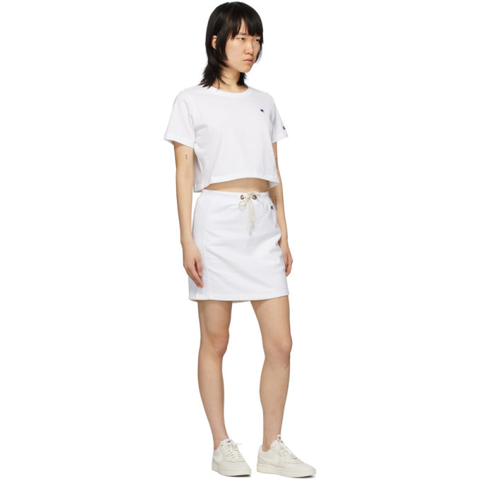 Champion Reverse Weave White Cropped Logo T-Shirt