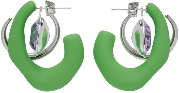 Photo: Mounser Silver & Green Marshmallow Hoop Earrings