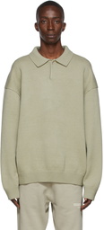 Fear of God ESSENTIALS Green Knit Long Sleeve Polo