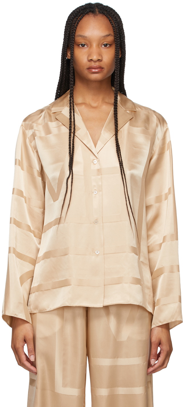 Monogram Silk Shirt Tan