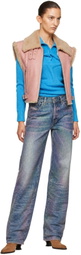 Diesel Pink Shearling Leather Vest