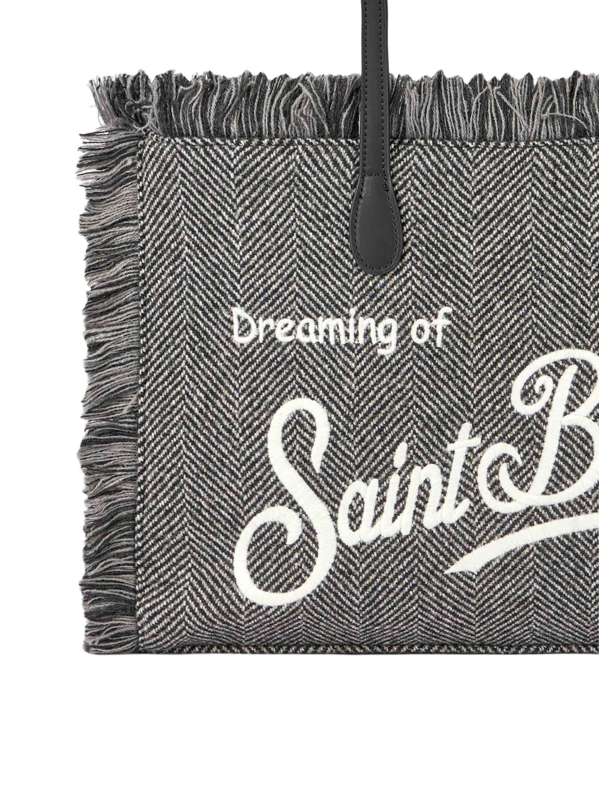 MC2 Saint Barth Donegal Vanity Fringed Shoulder Bag With Herringbone Pattern