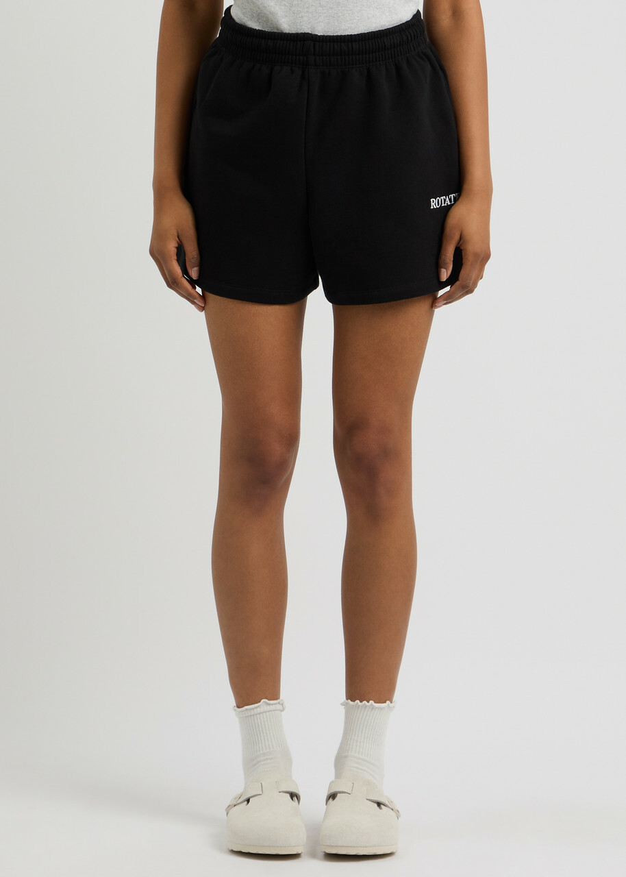 Rotate Sunday Logo-embroidered Cotton Shorts Black