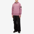 Stone Island Men's Cotton Fleece Garment Dyed Hoodie in Rose Quartz