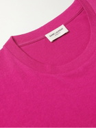 SAINT LAURENT - Logo-Print Cotton-Jersey T-Shirt - Pink