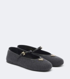 Prada Leather-trimmed cashmere Mary Jane flats