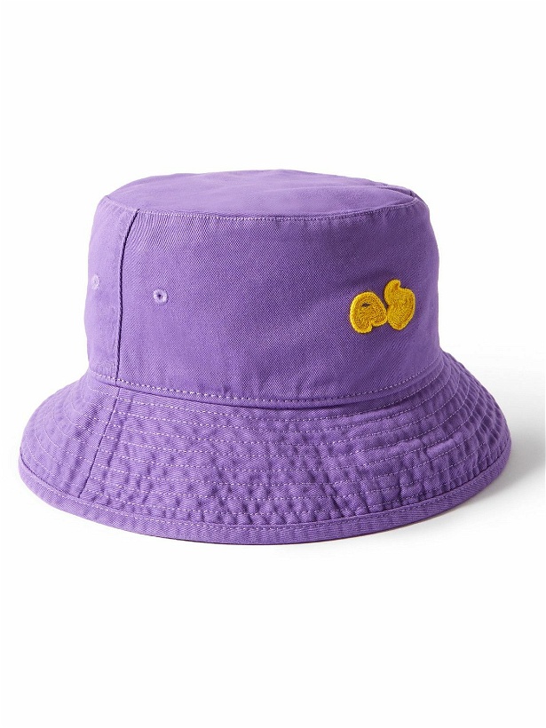 Photo: Acne Studios - Logo-Appliquéd Garment-Dyed Cotton-Twill Bucket Hat - Purple