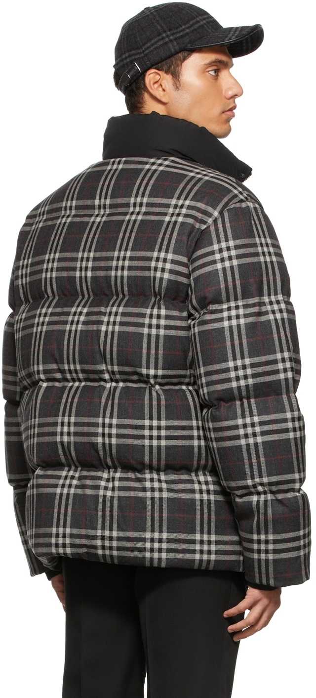 Burberry Gray Check Wool Down Jacket