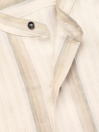 Loro Piana - Elia Grandad-Collar Striped Linen and Silk-Blend Shirt - Neutrals