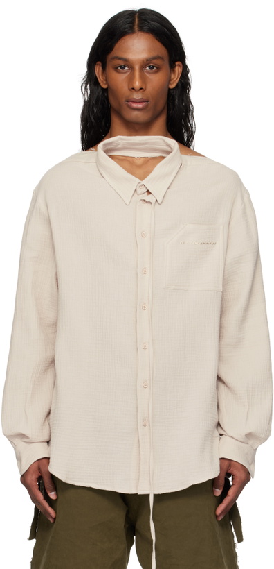 Photo: Ottolinger Beige Oversized Mousseline Cut-Out Shirt