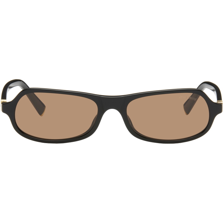 Photo: Miu Miu Eyewear Black Rectangular Sunglasses