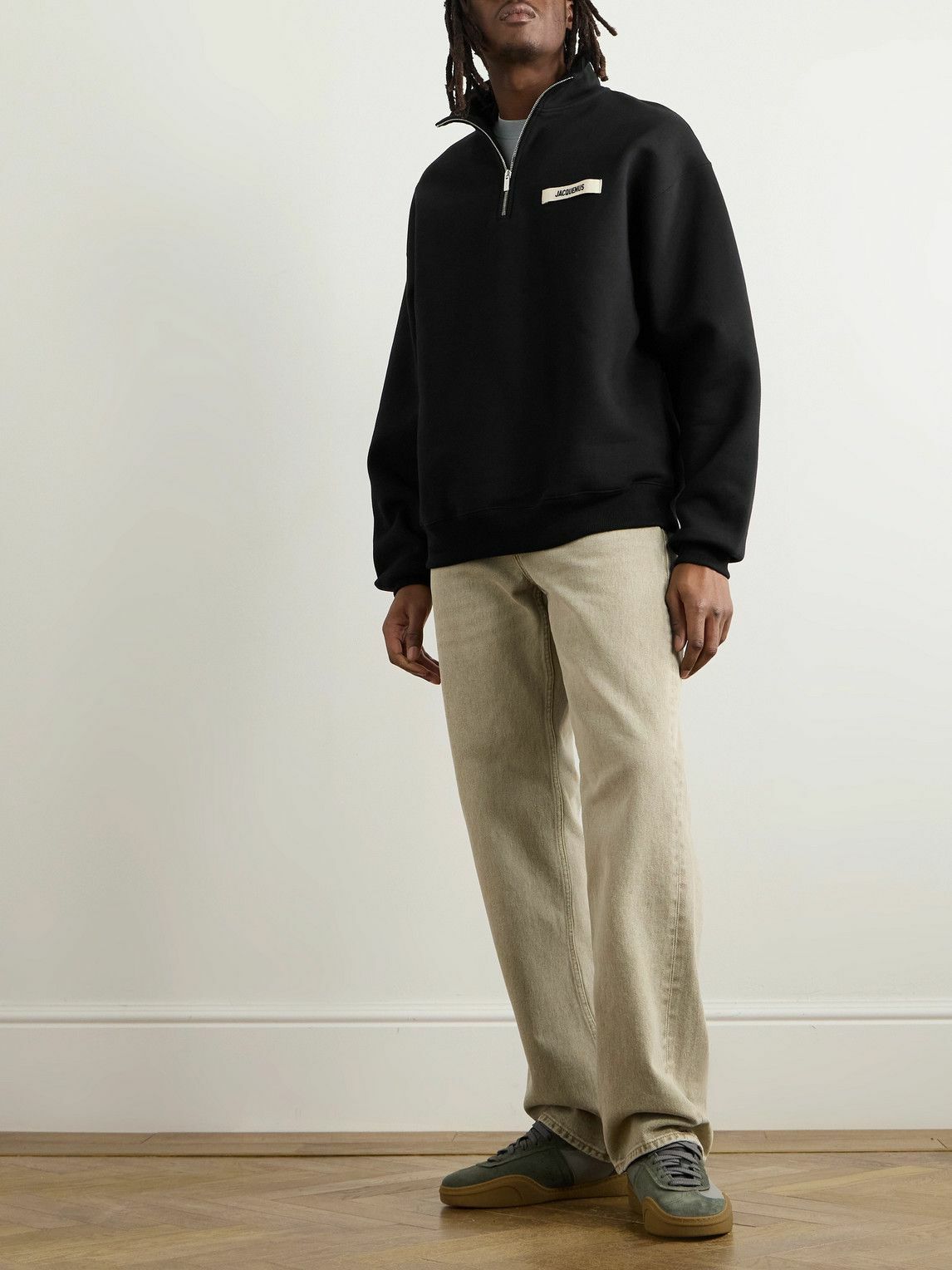 Jacquemus - Logo-Appliquéd Cotton-Jersey Half-Zip Sweatshirt