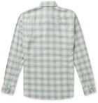TOM FORD - Slim-Fit Button-Down Collar Checked Washed Cotton-Flannel Shirt - Gray