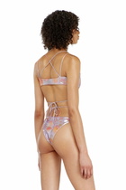 Diesel Strappy metallic bikini top with floral print - Bras Womens in Violet