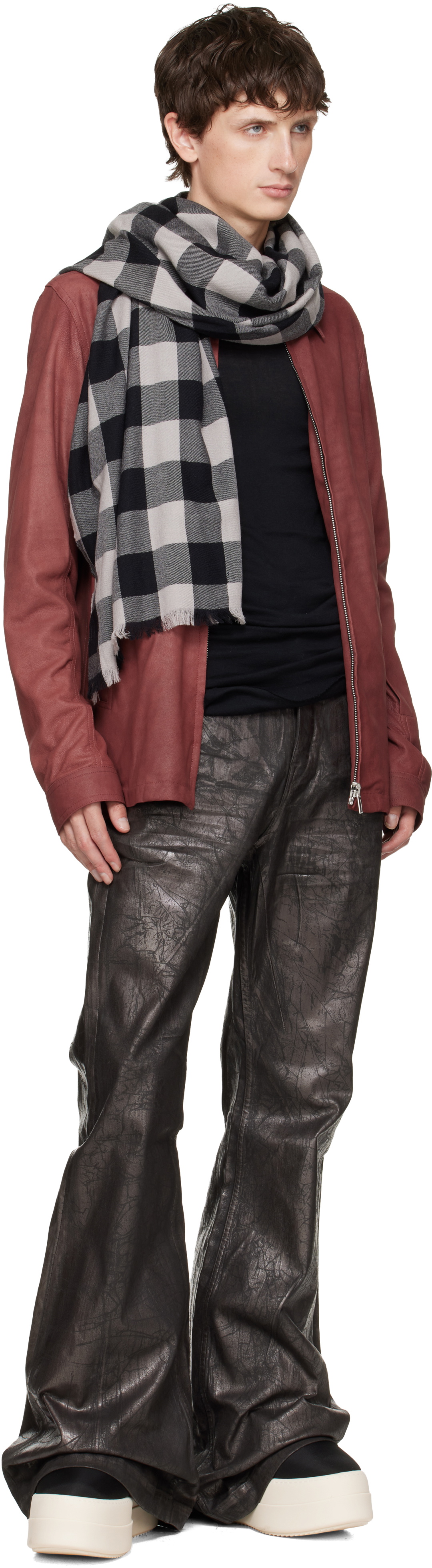 Rick Owens Black Concordians Jumbo Plaid Scarf