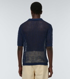 King & Tuckfield - Openwork cotton and linen bowling shirt