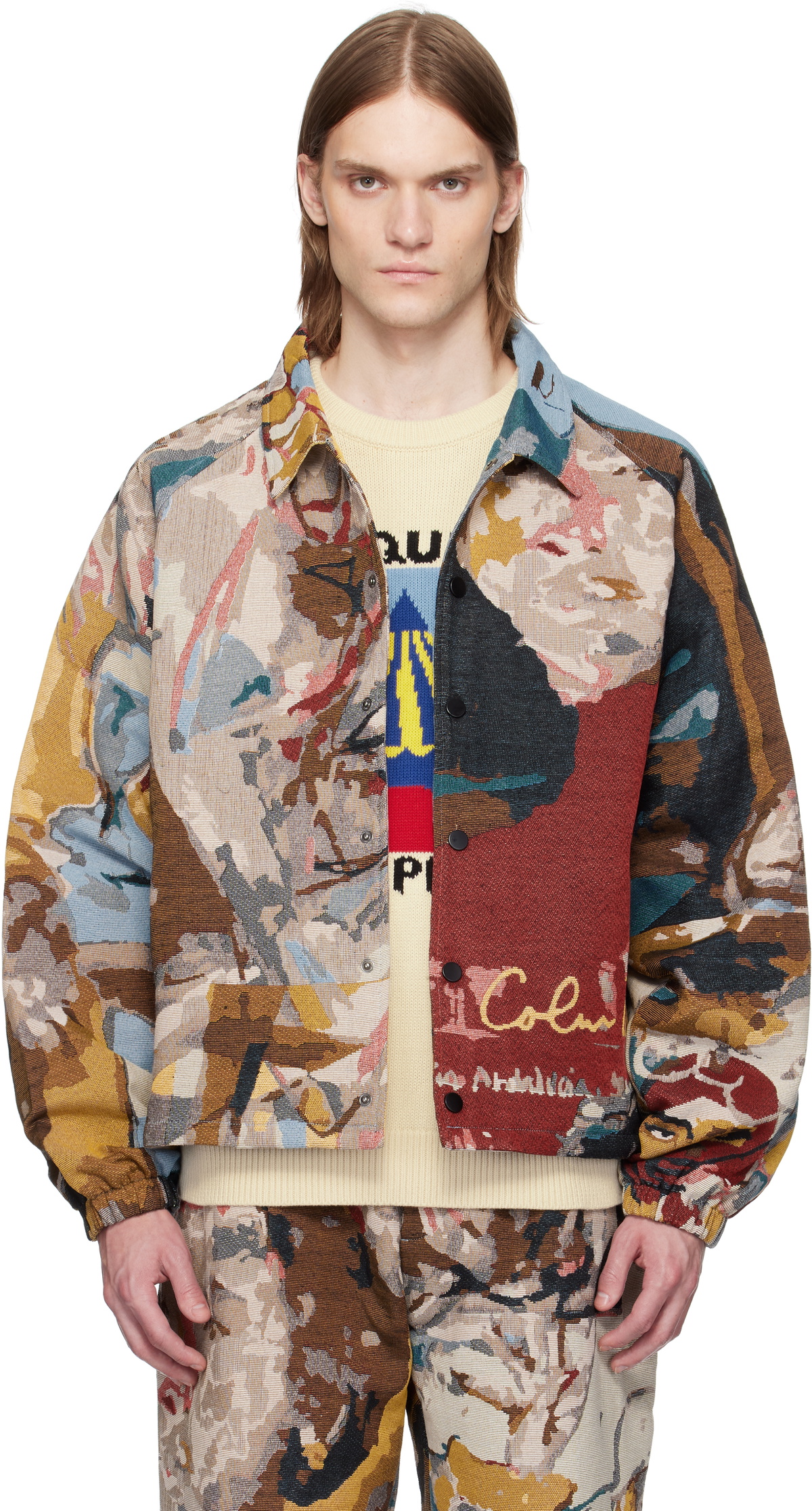 KidSuper Multicolor Jacquard Paintings Coach Jacket