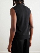 SAINT LAURENT - Sleeveless Cotton-Blend Piqué Polo Shirt - Black