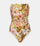 Zimmermann Golden belted floral swimsuit